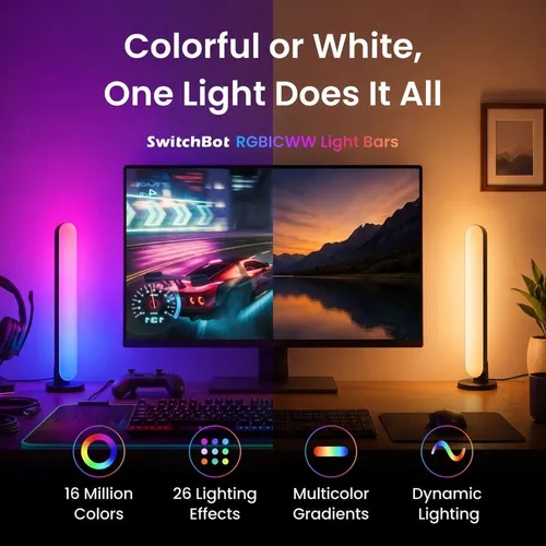 SwitchBot RGBICWW Light Bars: Matter Wi-Fi $45.99 Sep 2026